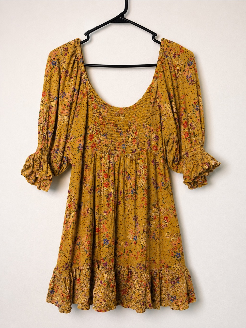 Angie Mustard Floral Mini Dress - Picture 4 of 7
